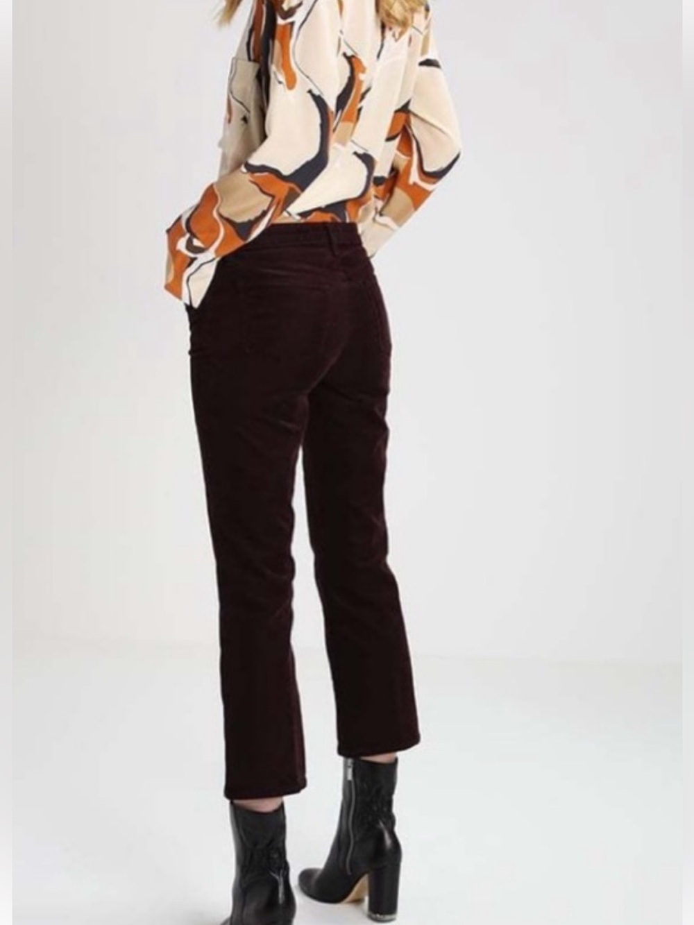 J Brand Black Selena Boot Cut Corduroy Crop Pants